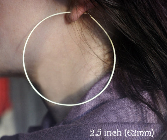 Buy 14k Solid Yellow Gold Hoop Earrings. 2.5 Inch Gold Hoop Earrings.  Online in India - Etsy